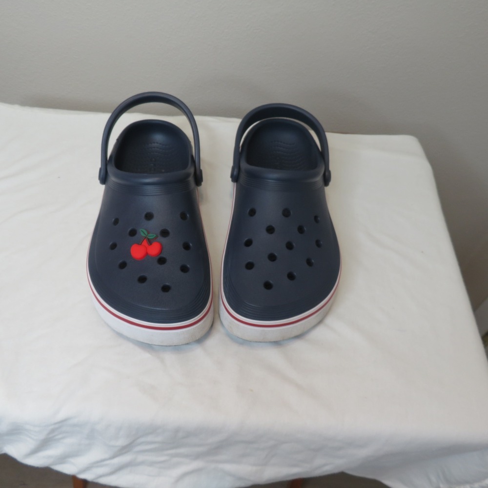 Crocs Crocband Platform Navy Blue Red White Clogs Mens 6 Womens 8 Slip On Shoes